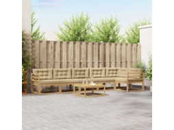 Vidaxl Conjunto De Sofás Para Exterior 7 Unid. Branco E Bege Poliéster