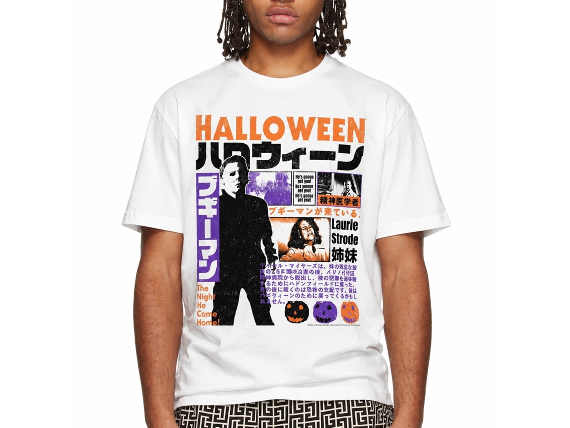 Rockinstone Halloween Movie Japanese Blurbs White Adult T-shirt Size:xl