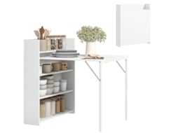 Mesa De Jantar Dobrável, Mesa De Cozinha Para 3 Pessoas, Tampo Rebatível E 4 Prateleiras, 78,5 X 91 X 93 Cm, Branca