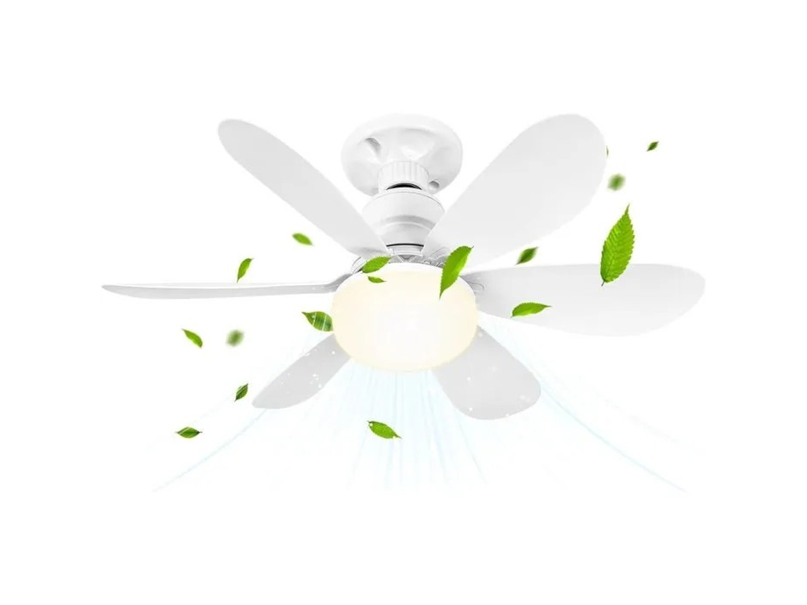 Ventoinha De Teto Com Luz E Controlo Remoto, 52cm, Led Regulável 40w, Casquilho E27
