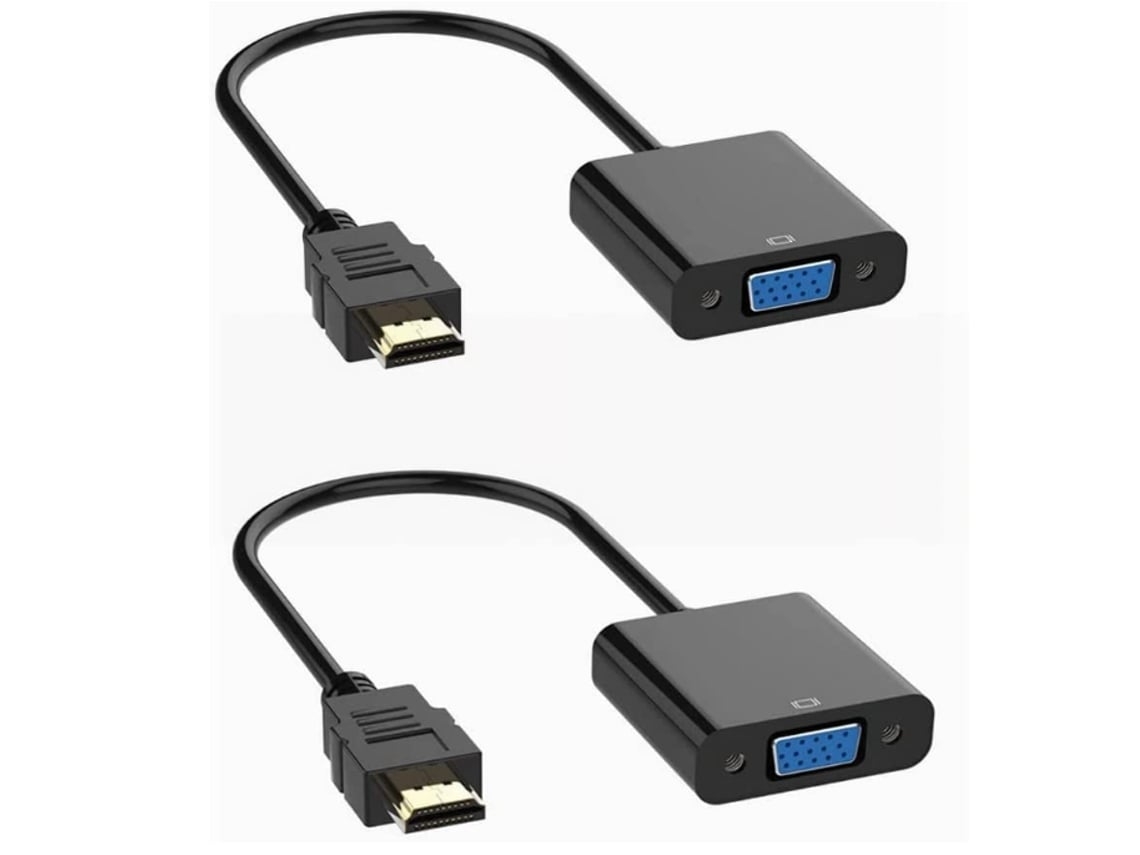 Adaptador Hdmi para Vga 2 Peças 1080P Hdmi Macho para Vga Fêmea para Computador Desktop Preto