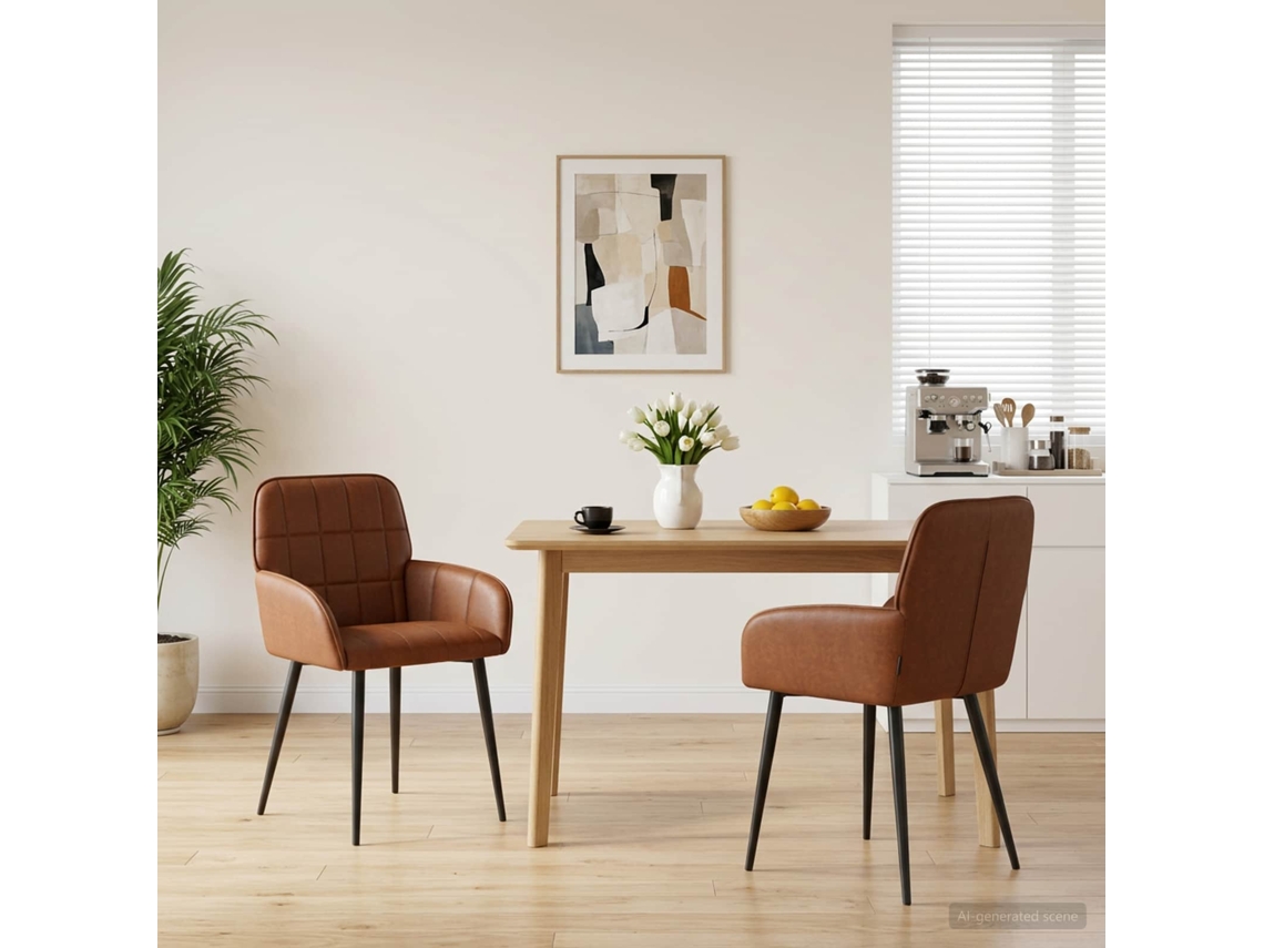 Vidaxl Cadeiras De Jantar 2 Pcs Couro Sintético Castanho