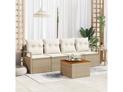 Vidaxl Conjunto De Sofá De Jardim 5 Unid. Bege Vime Pe