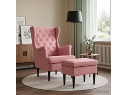 Vidaxl Poltrona Com Puff 2 Unid. Rosa Veludo