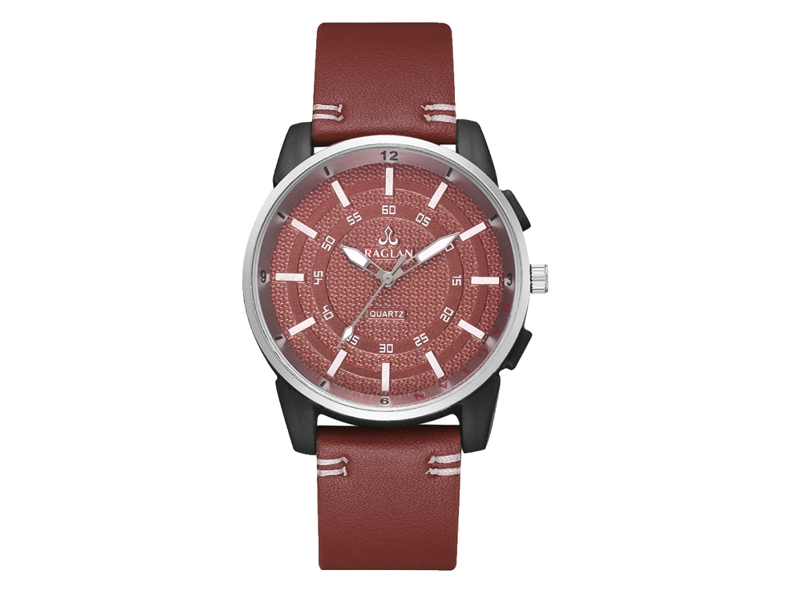 Relógio Analógico de Quartzo com Pulseira de Couro Pu Estilo Simples Masculino Marrom Escuro