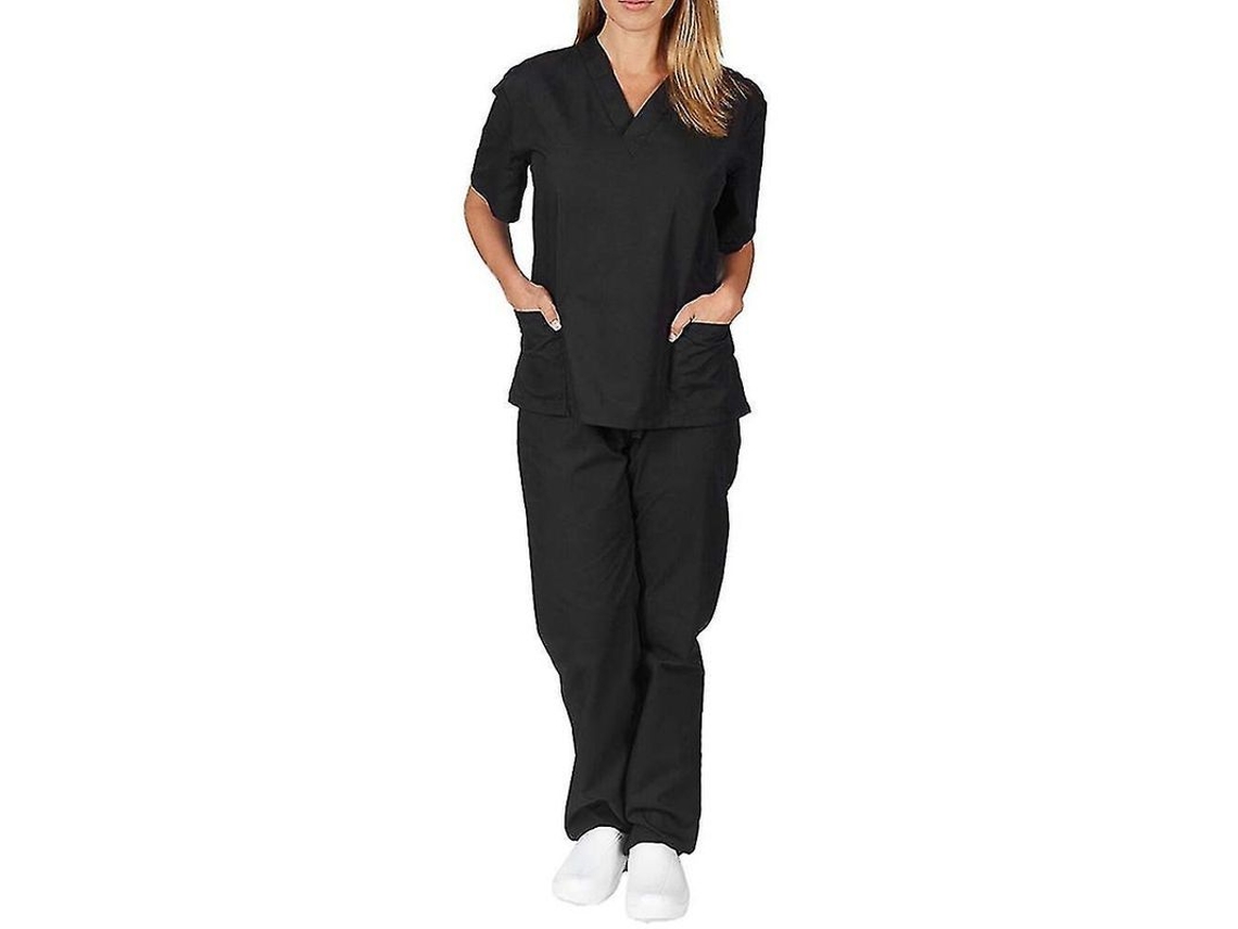 2026-conjunto De Pijama Médico Unisex Para Médico Enfermeiro Dentista Camisa E Calças Vql Xl Negro