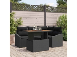 Vidaxl Conjunto De Sofá De Jardim 5 Unid. Preto Rattan Sintético