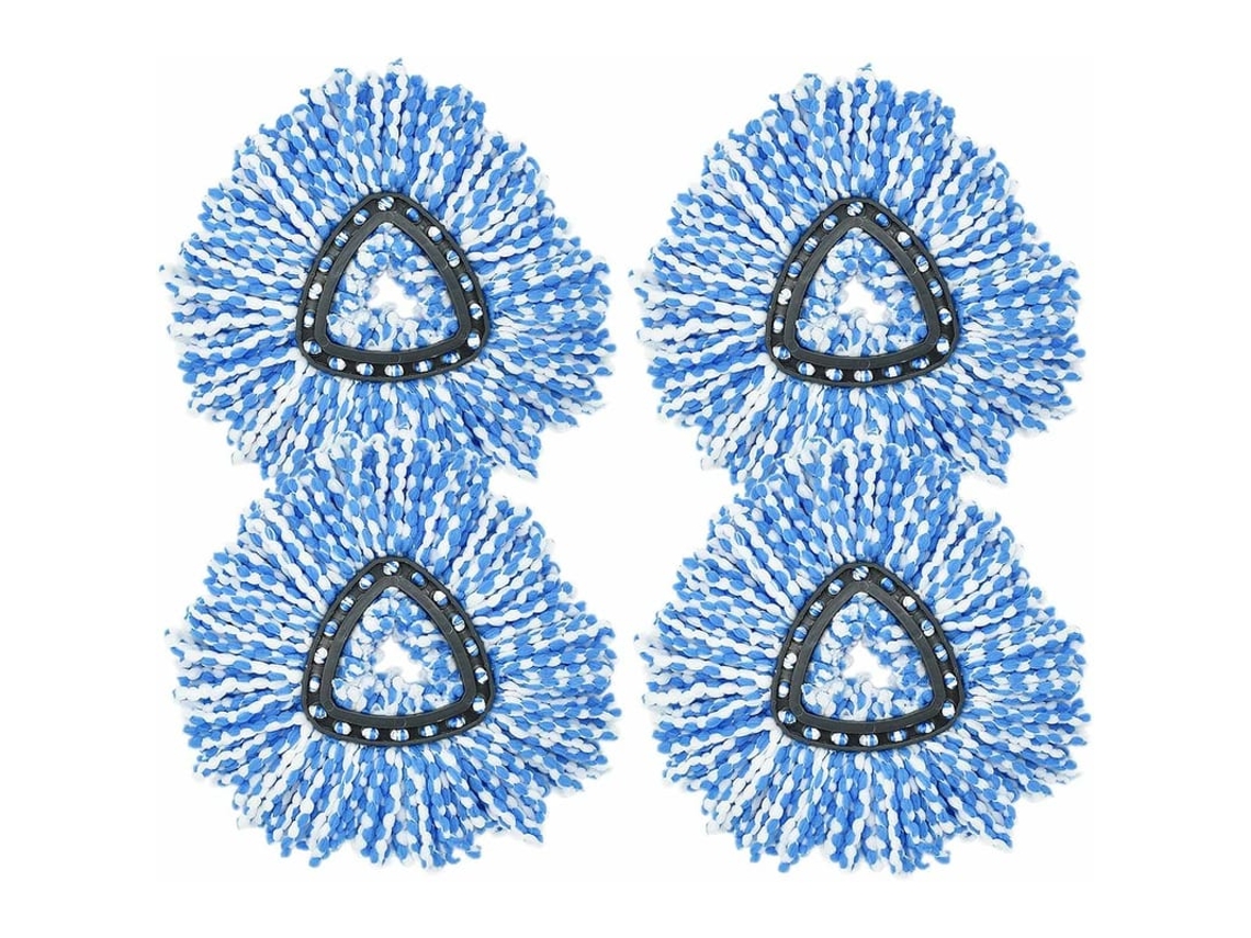 4 Pack Cabeças De Mop Substituição, Mop Triangular Turbo 2 Em 1, Algodão Microfibra, Limpeza E Torça Fácil