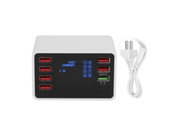 Carregador USB de Múltiplas Portas com Carregamento Rápido QC3.0 PD18W e Display LCD EOOCOO