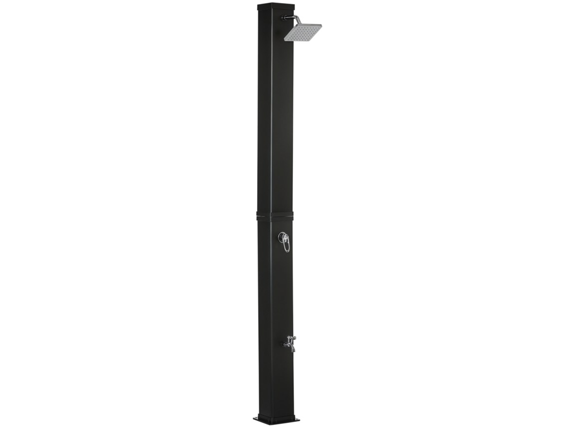 Duche Exterior Solar, 40L, com torneira de água quente até 60°C, 19x20x217cm, preto