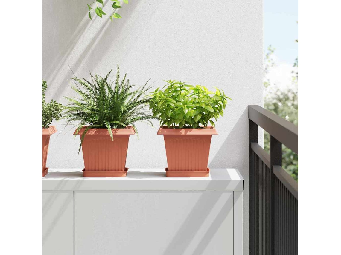 Vidaxl Vaso Quadrado Para Flores 24 Unid. Vermelho Tijolo Plástico