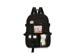 Mochila Fofa E Estética Kawaii Para Meninas Adolescentes ideal Para Alunos Do Ensino Básico E Secundário, Viagens. Preto Hexinyigjly