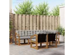 Vidaxl Conjunto De Sofás Para Exterior 7 Unid. Cinza Natural E Claro