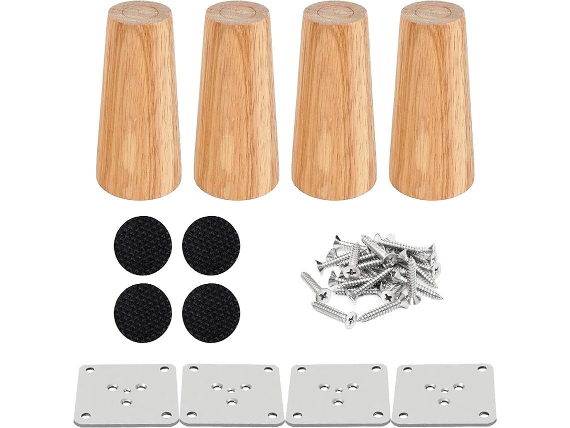 Pés Para Mesa E Móveis, 4 Peças, Em Madeira, 12 Cm, Para Mesas, Camas, Móveis