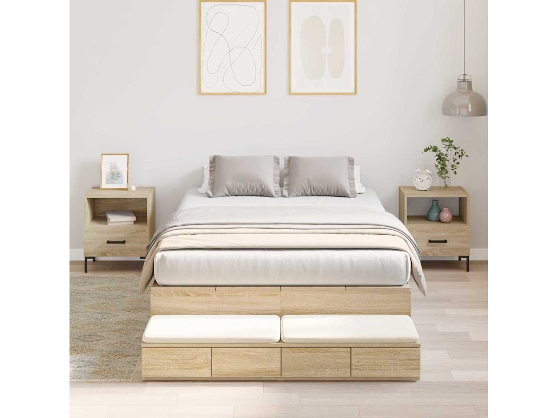 Vidaxl Estrado De Cama Com Arrumação Com Gaveta Carvalho Sonoma 120 Cm