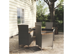 Vidaxl 5pcs Conjunto De Jantar P/ Exterior C/ Almofadões Vime Pe Cinza