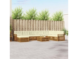Vidaxl Conjunto De Sofás Para Exterior 9 Pcs Natural E Creme