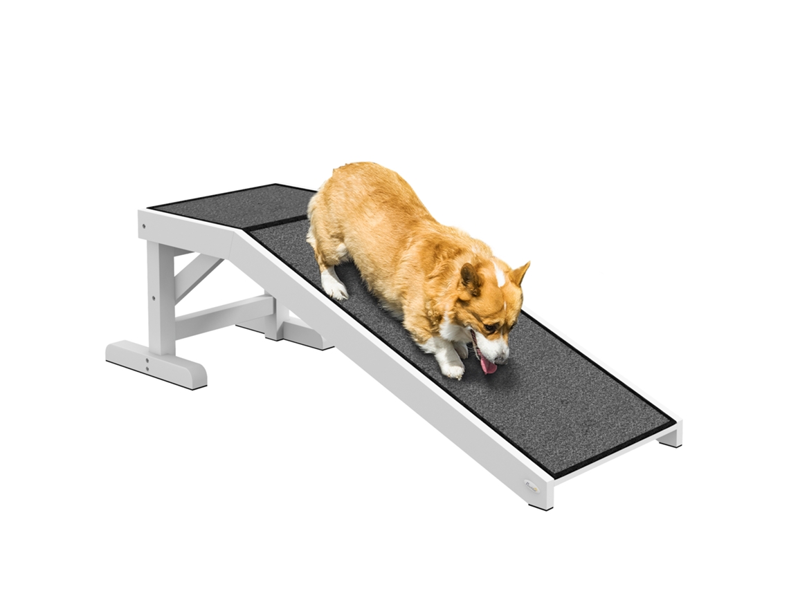 Rampa para Pets com Carpete Antiderrapante de 125 X 40 X 35,5cm de Madeira de Pinho Ge