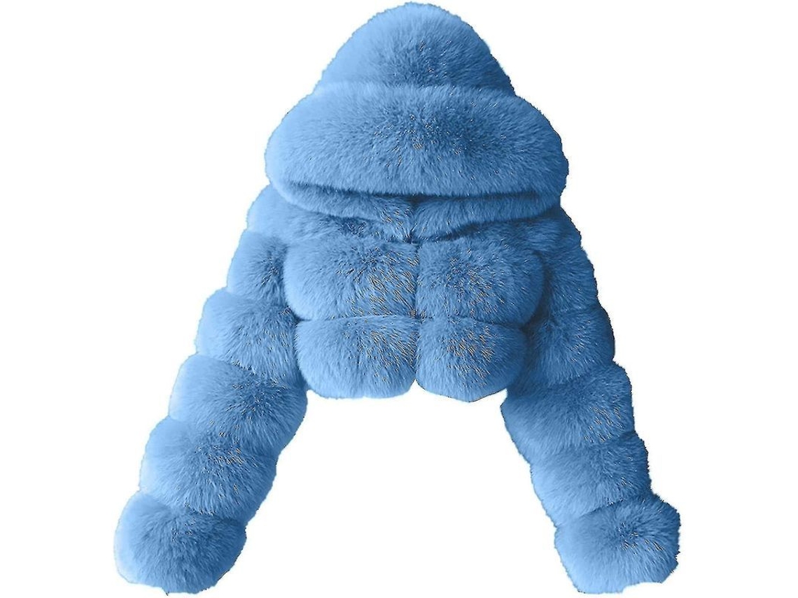 2026 abrigo de Piel Falsa para Mujer com Capuz Abrigo Curto de Bolha Fleece Jaqueta Corta Frio Tamanhos Feminino