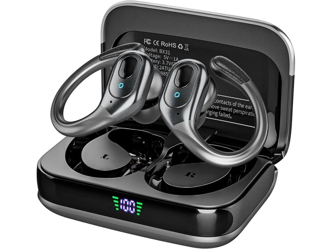 Fones de Ouvido Bx31 Bluetooth 5.3, 75 Horas de Reprodução, Ipx7 À Prova D'água, Fones de Ouvido Sem Fio para Ios/android JIAPEI (preto)