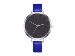 Relógio de Quartzo Feminino Estilo Vintage Simples de Negócio Pulseira de Couro Pu Azul
