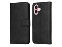 Capa Flip De Couro Para Iphone 16 - Textura De Bezerro Clássica