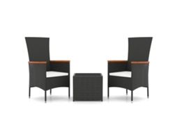 Conjunto Lounge Jardim Vime Pe e Aço Preto 3 Peças MAISON EXCLUSIVE