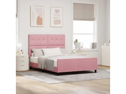 Vidaxl Cama Box Com Cabeceira Rosa 140 X 190 Cm Veludo