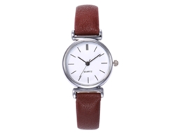 Relógio de Pulso Feminino Casual Vansvar Quartzo Pulseira de Couro Pu Café