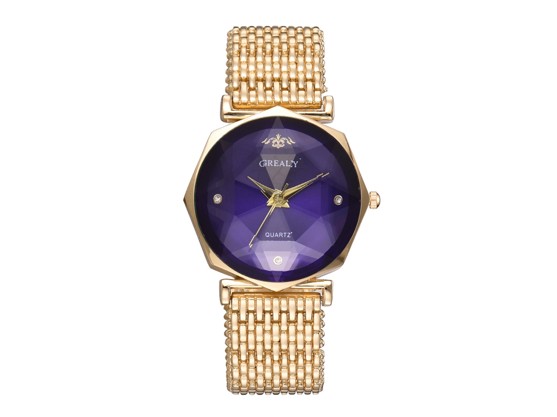 Relógio de Pulso Feminino de Liga com Strass Movimento de Quartzo (dial Ouro Roxo)
