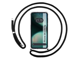 Capa Tumundosmartphone Transparente Para Nothing Phone 3a Lite 5g Com Correia Preto