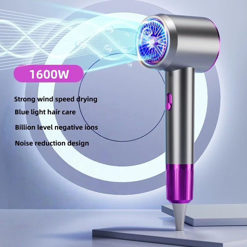 (cinza) Secador De Cabelo De Alta Potência E Secagem Rápida, 1600 Watts, Temperatura Constante.