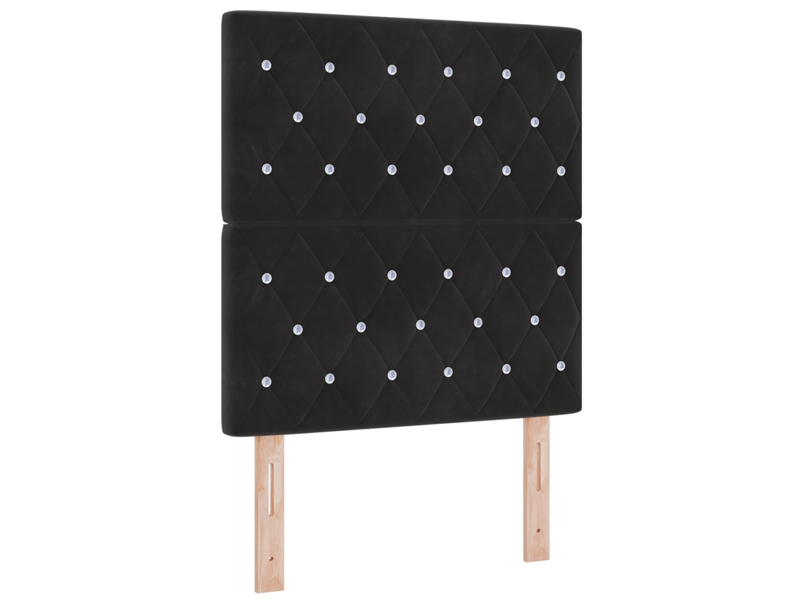 Cama Com Estrado  Com Colchão E Led Preto Vidaxl Veludo (80x200 Cm)
