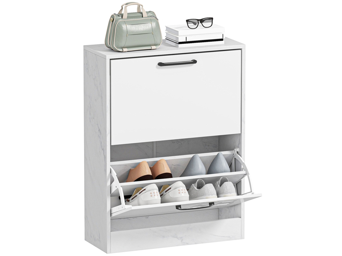 Prateleira de 2 Portas, Ajustável, Mármore, 60x24x80 Cm Branco S/MARCA
