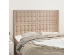 Cabeceira | Painel De Cama Cama C/ Abas Couro Artif. 147x16x118/128cm Cappuccino