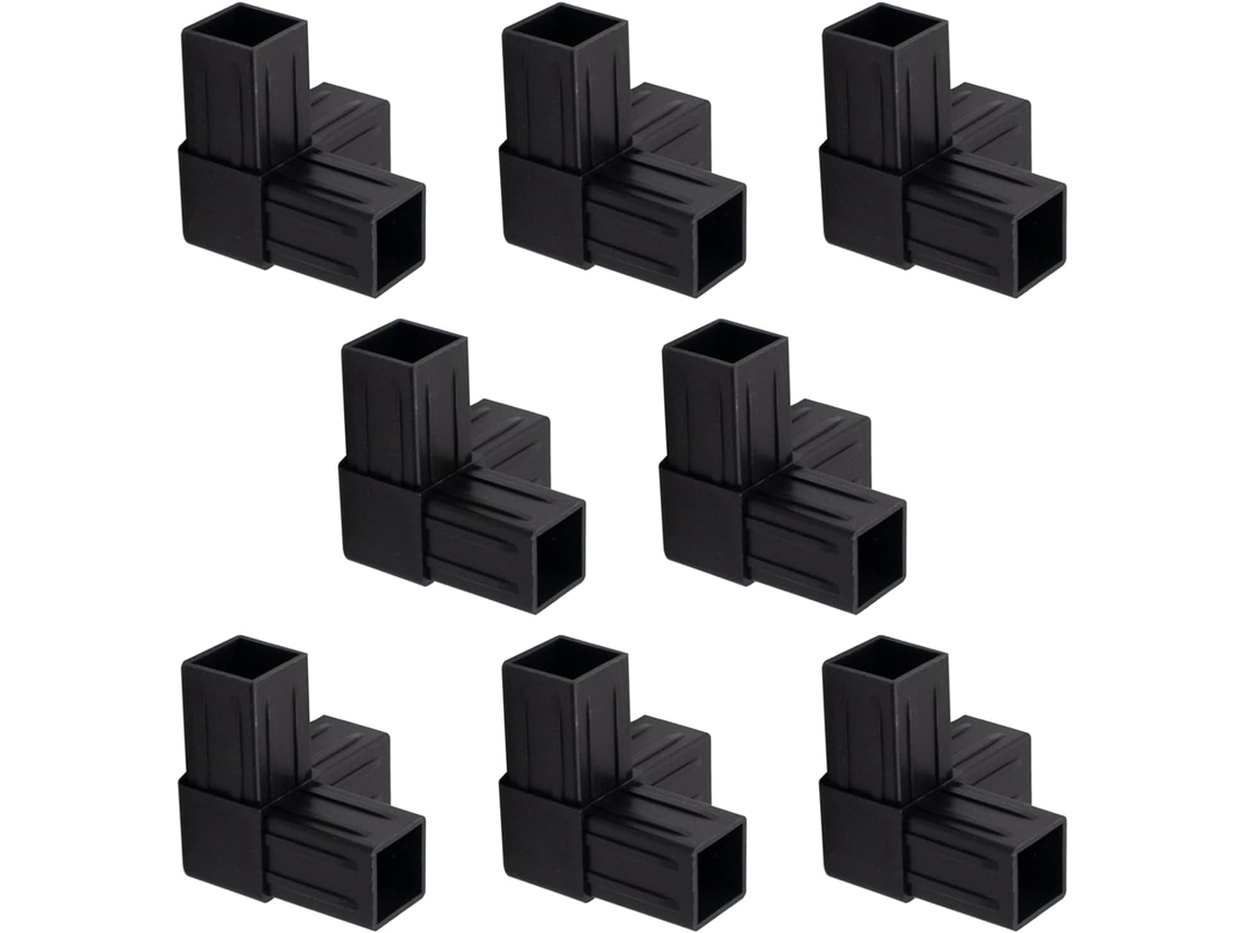 Conjunto De 8-conectores Tubo Quadrados Pretos Resistentes, Conexões De Tubo Quadrado Para Prateleiras