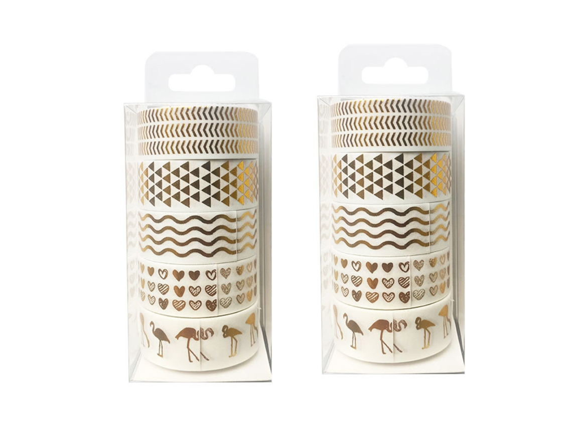 Fita Adesiva Washi, 10 Rolos, De Fita Washi, Estampa Cobre, Colorida, Metalizada