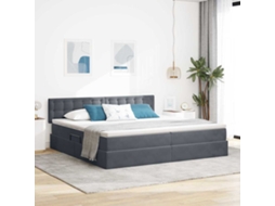 Vidaxl Cama De Armazenamento Led Com Colchão Cinzento-escuro