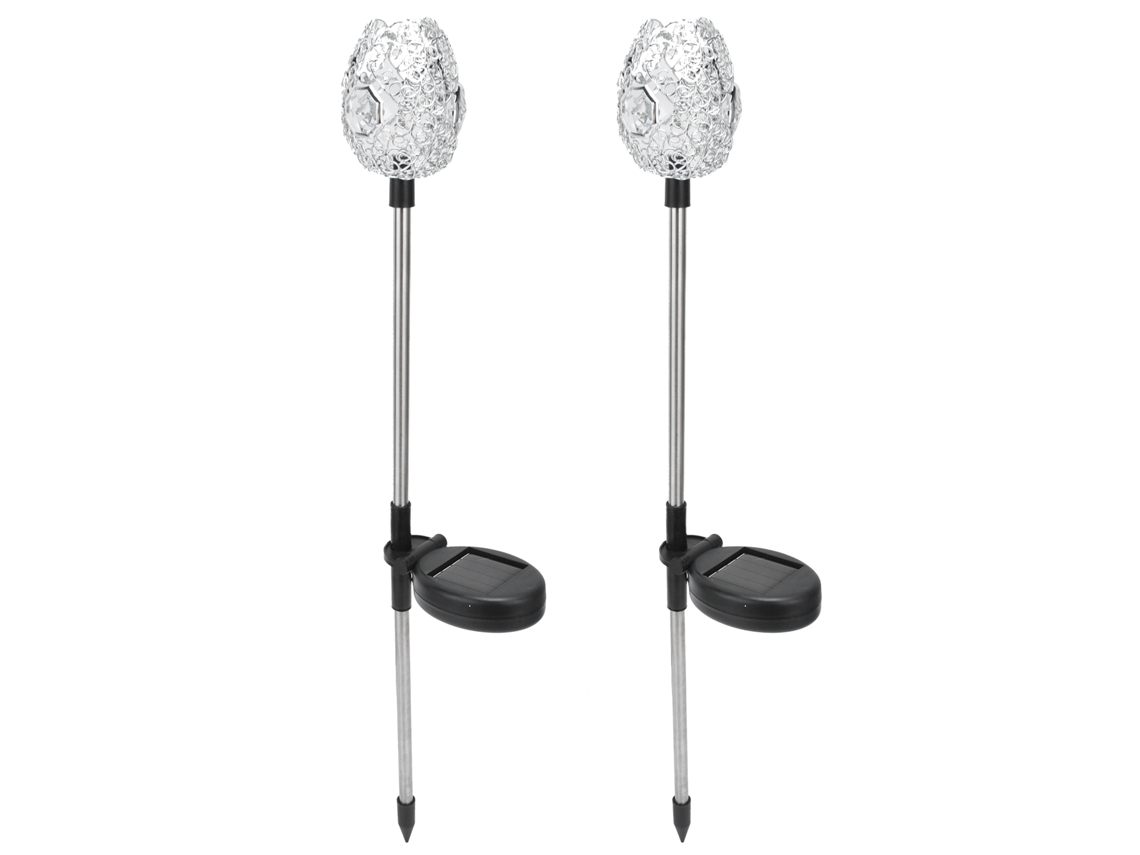 Conjunto de 2 Luminárias Solares de Jardim À Prova D'água com Estaca para Decoração de Pátio Externo CHABERLU