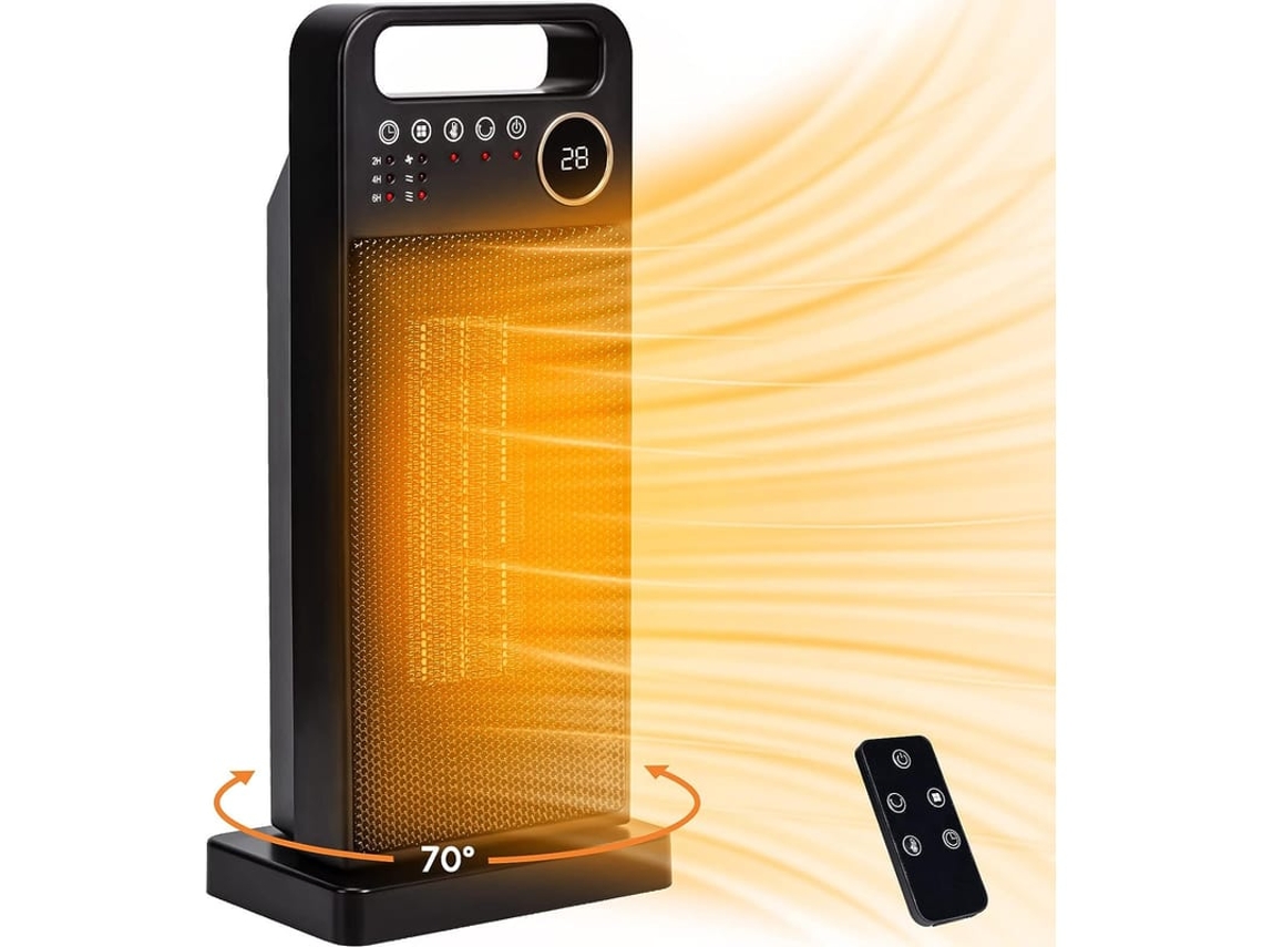 Aquecedor Elétrico De Banheiro 2000w Ptc Cerâmica, Termostato Ajustável, Timer 2-12h, Oscilação 70°, Controle Remoto