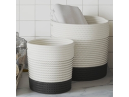 Vidaxl Cestos De Arrumação 2 Pcs Algodão Branco E Preto
