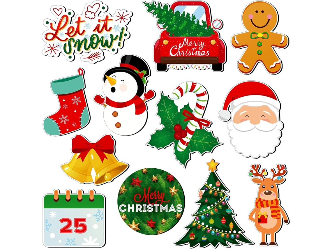 12 Ímãs De Natal Para Geladeira, Meia De Natal De Inverno Aquaforge
