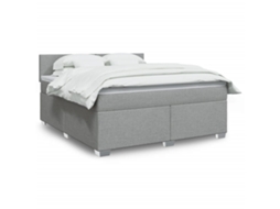 Vidaxl Cama Com Molas/colchão 180x200 Cm Tecido Cinzento-claro