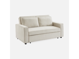 Sofá-cama Em Veludo Canelado, 2 Lugares, Creme