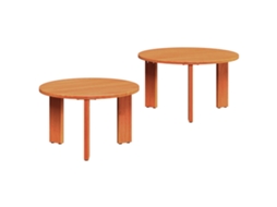 Conjunto 2 Mesa De Café Moderna Vidaxl Castanho Madeira De Pinho Maciça (47,5 X 47,5 X 27 Cm)