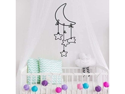 Adesivo de parede para celular com estrelas, lua e lua crescente, ideal para jardim de infância. Dimensões: 57x24 cm.