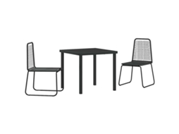 Conjunto de Jantar para Jardim 3 Pcs - Móveis de Jardim para Refeição Preto Aço Revestido a Pó HARLANV1