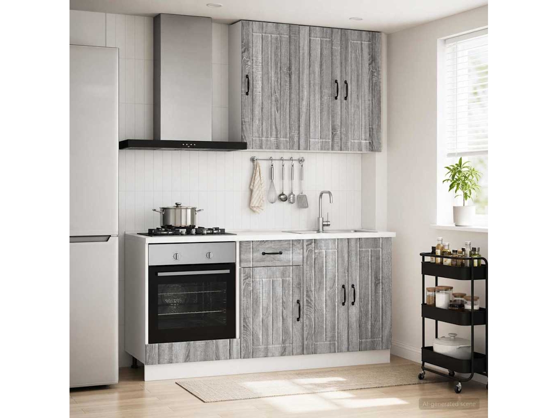 Vidaxl Unidade De Cozinha Lucca 5 Pcs Sonoma Cinzento