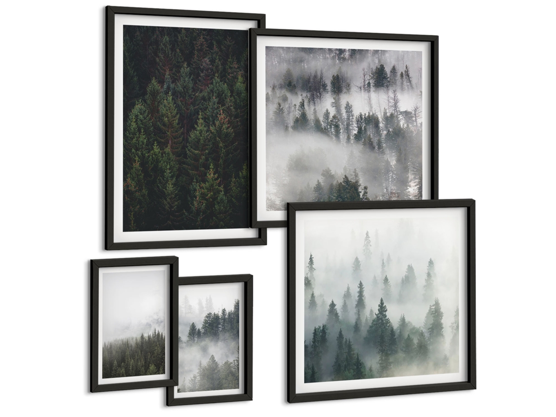 Pinturas Murais Modernas Desenhos De Plantas Em Pastel Moldura Preta Imagens Para Um Quarto Infantil Espelharte (conjunto De 5 Imagens)