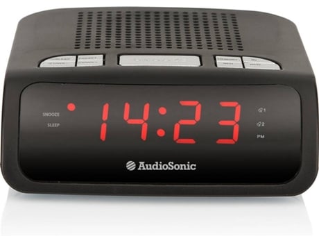 Rádio Despertador AUDIOSONIC CL-1459 (Preto - Digital - Alarme Duplo - Função Snooze - Pilhas e Corrente)